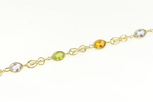 14K Amethyst Citrine Topaz Peridot Chain Bracelet 7" Yellow Gold