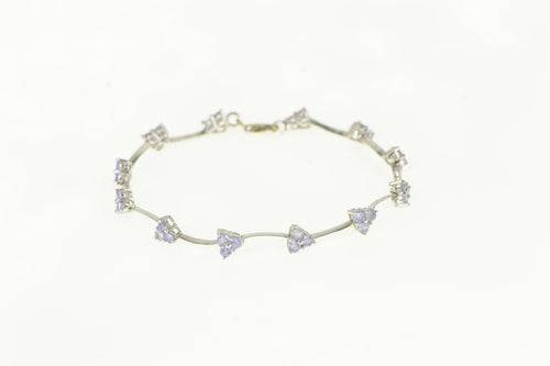 14K Tanzanite Cluster Triangle Wavy Link Bracelet 6.75