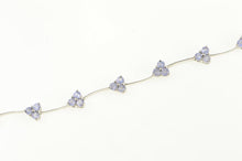 Load image into Gallery viewer, 14K Tanzanite Cluster Triangle Wavy Link Bracelet 6.75&quot; White Gold