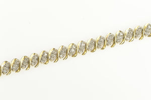 10K 1.75 Ctw Diamond Vintage Bar Tennis Bracelet 7.25" Yellow Gold