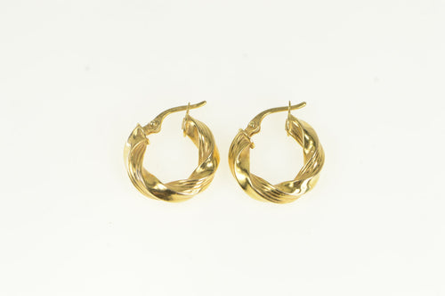 14K 17.5mm Twist Vintage Statement Hoop Earrings Yellow Gold