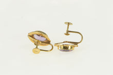 Load image into Gallery viewer, 14K Victorian Amethyst Flower Screw Back Earrings Yellow Gold