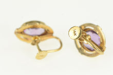 Load image into Gallery viewer, 14K Victorian Amethyst Flower Screw Back Earrings Yellow Gold