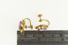 Load image into Gallery viewer, 14K Victorian Amethyst Flower Screw Back Earrings Yellow Gold