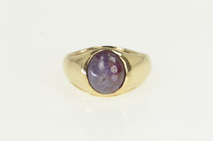10K Oval Star Ruby Retro Vintage Men's Ring Yellow Gold