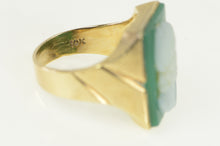 Load image into Gallery viewer, 10K Green Agate Carved Soldier Cameo Ring Yellow Gold