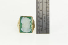 Load image into Gallery viewer, 10K Green Agate Carved Soldier Cameo Ring Yellow Gold