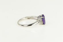 Load image into Gallery viewer, 10K Oval Amethyst Diamond Cluster Accent Ring White Gold