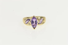 Load image into Gallery viewer, 10K Marquise Amethyst Diamond Accent Ring Yellow Gold