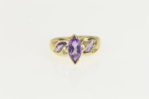 10K Marquise Amethyst Diamond Accent Ring Yellow Gold