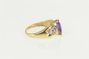 10K Marquise Amethyst Diamond Accent Ring Yellow Gold