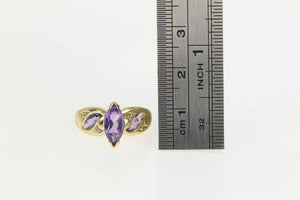 10K Marquise Amethyst Diamond Accent Ring Yellow Gold