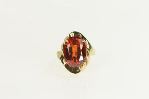 10K Oval Hessonite Garnet Swirl Cocktail Ring Yellow Gold