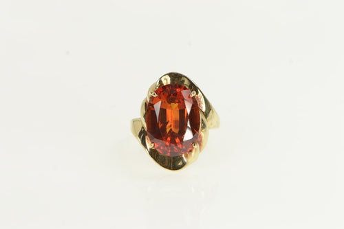 10K Oval Hessonite Garnet Swirl Cocktail Ring Yellow Gold