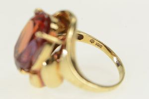 10K Oval Hessonite Garnet Swirl Cocktail Ring Yellow Gold