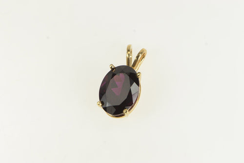 14K Oval Tourmaline Solitaire Statement Pendant Yellow Gold