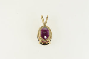 14K Oval Tourmaline Solitaire Statement Pendant Yellow Gold