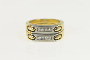 18K Pequignet Diamond Platinum Chain Ring Yellow Gold