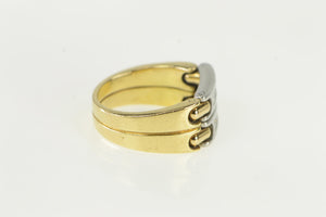 18K Pequignet Diamond Platinum Chain Ring Yellow Gold