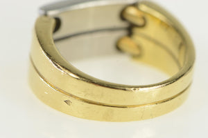 18K Pequignet Diamond Platinum Chain Ring Yellow Gold