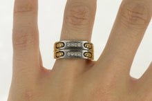 Load image into Gallery viewer, 18K Pequignet Diamond Platinum Chain Ring Yellow Gold