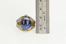 Load image into Gallery viewer, 18K 1940&#39;s Oval Syn. Sapphire Diamond Ring Yellow Gold