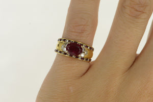 14K 2.25 Ctw Ruby Diamond Engagement Ring Yellow Gold