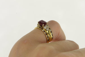 14K 2.25 Ctw Ruby Diamond Engagement Ring Yellow Gold