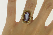 Load image into Gallery viewer, 14K Ornate Carved Shell Cameo Lady Filigree Ring Yellow Gold