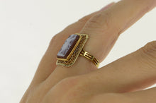 Load image into Gallery viewer, 14K Ornate Carved Shell Cameo Lady Filigree Ring Yellow Gold