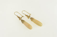 Load image into Gallery viewer, 14K Retro Coral Drop Floral Ornate Dangle Earrings Yellow Gold