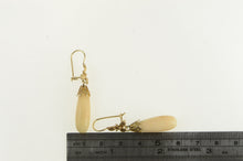 Load image into Gallery viewer, 14K Retro Coral Drop Floral Ornate Dangle Earrings Yellow Gold