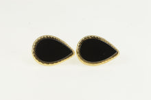 Load image into Gallery viewer, 14K Pear Black Onyx Vintage Retro Stud Earrings Yellow Gold