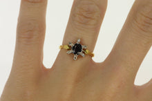Load image into Gallery viewer, 18K Sapphire Diamond Halo Engagement Ring Yellow Gold