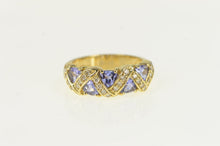 Load image into Gallery viewer, 14K Tanzanite Diamond Zig Zag Band Ring Yellow Gold