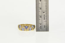 Load image into Gallery viewer, 14K Tanzanite Diamond Zig Zag Band Ring Yellow Gold