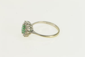 14K Oval Emerald Diamond Halo Engagement Ring White Gold