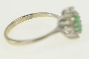 14K Oval Emerald Diamond Halo Engagement Ring White Gold