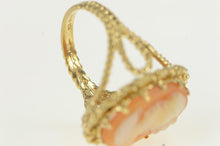 Load image into Gallery viewer, 10K Carved Shell Cameo Filigree Cocktail Ring Yellow Gold