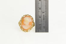 Load image into Gallery viewer, 10K Carved Shell Cameo Filigree Cocktail Ring Yellow Gold