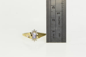 10K Marquise Tanzanite Diamond Vintage Ring Yellow Gold