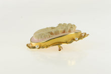 Load image into Gallery viewer, 10K Ornate Pearl Carved Coral Lady Cameo Pin/Brooch Yellow Gold