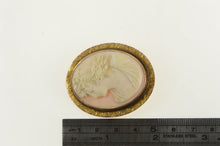 Load image into Gallery viewer, 10K Victorian Engraved Coral Cameo Lady Pendant Yellow Gold