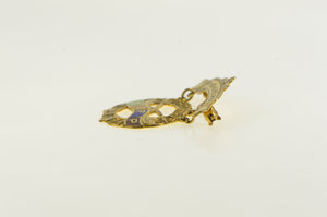 10K Degree of Pocahontas Enamel Victorian Pin/Brooch Yellow Gold