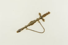 Load image into Gallery viewer, 10K Knights Templar Enamel Sword Chain Pin/Brooch Yellow Gold