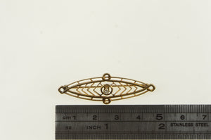 10K Ornate Victorian Diamond Filigree Pin/Brooch Yellow Gold