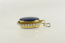 Load image into Gallery viewer, 18K Ornate Lapis Lazuli Pearl Reversible Pendant Yellow Gold