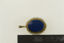 Load image into Gallery viewer, 18K Ornate Lapis Lazuli Pearl Reversible Pendant Yellow Gold