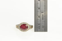 Load image into Gallery viewer, 10K Ruby White Sapphire Halo Engagement Ring Rose Gold