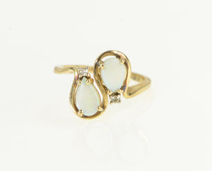 14K Pear Nat. Opal Diamond Accent Bypass Ring Yellow Gold